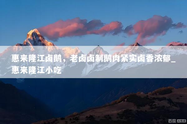 惠来隆江卤鹅，老卤卤制鹅肉紧实卤香浓郁_惠来隆江小吃