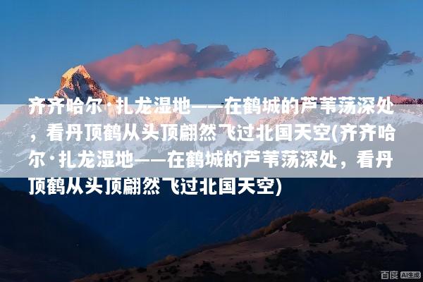 齐齐哈尔·扎龙湿地——在鹤城的芦苇荡深处，看丹顶鹤从头顶翩然飞过北国天空(齐齐哈尔·扎龙湿地——在鹤城的芦苇荡深处，看丹顶鹤从头顶翩然飞过北国天空)